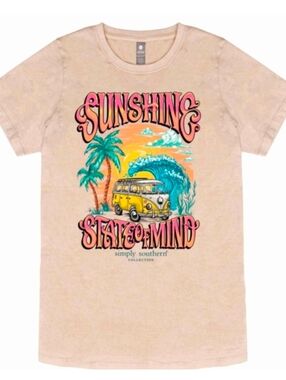 Assorted Sizes- Simply Southern Sunshine Washed Cream T-Shirt-NWT